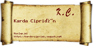 Karda Ciprián névjegykártya
